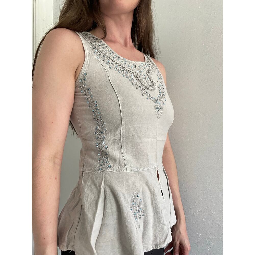 Fairy Tank Top Flutter Sequin Boho Whimsical Cotton Rayon Gray Blue READ4SIZE - Picture 13 of 14